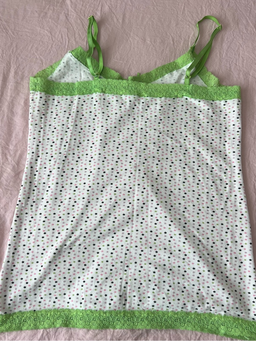 Tildon White Camisole with Lime Green Lace & Multicolor Dot Print - Picture 4 of 4